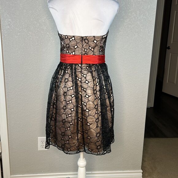 Phoebe Couture Size 6 Mini Dress Lace Corset Bustier Whimsigoth Black Red Belt - Picture 4 of 7